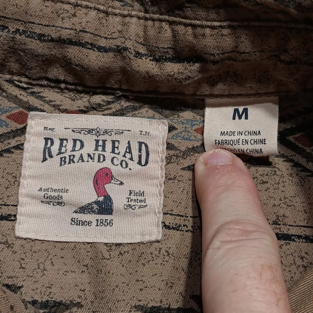 Redhead Aztec Western Button Down, Medium, Tan & … - image 3